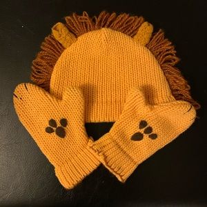 Anthropologie wild ones lion hat mittens like new